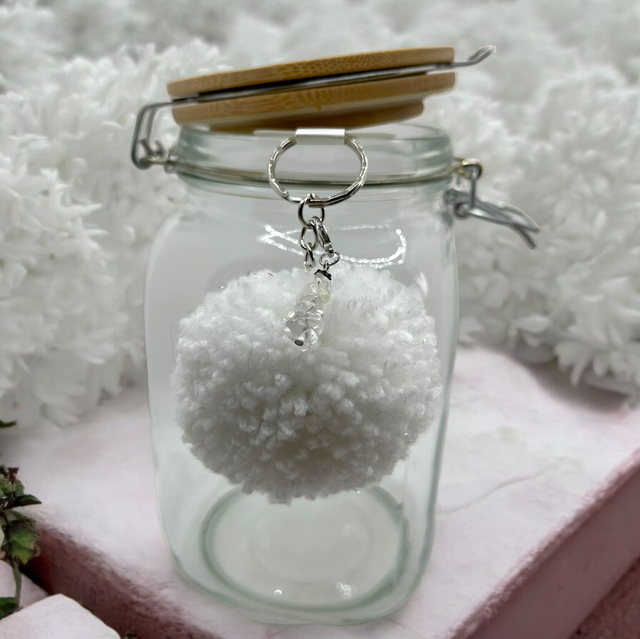 Gemstone Clip &amp; Pom - Medium keyring