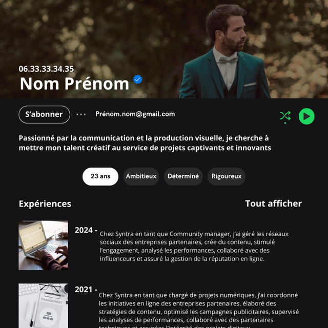 CV thème Spotify