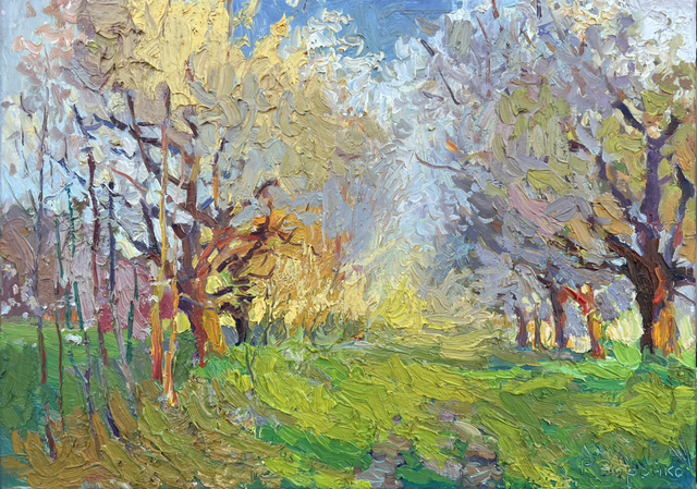 „Blühender Frühlingstag“ – Öl auf Leinwand, 50 × 70 cm | 2024