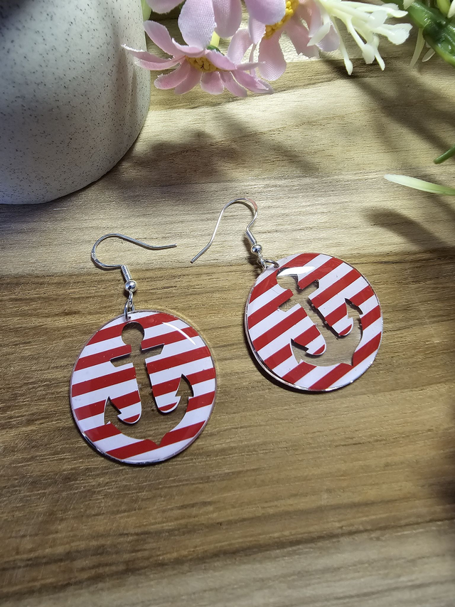 Boucles d'oreilles 30mm Argent -"Un Cœur à la Mer" — L'élégance au rythme des vagues-ancre rouge