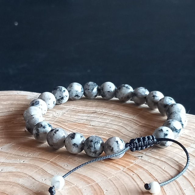 Bracelet ajustable en Jaspe sésame (kiwi)