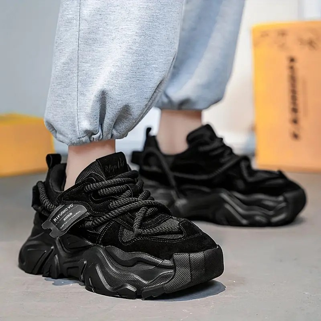 Men's Light Gray Breathable Mesh Chunky Sneakers