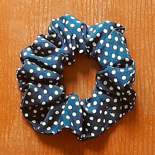 Chouchou S bleu marine à pois