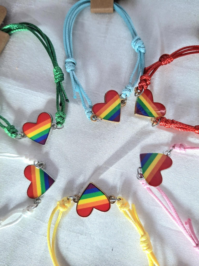 Rainbow Heart Adjustable Bracelet 