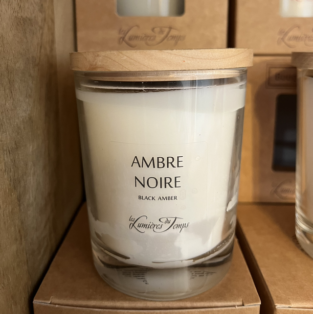 Bougie parfumée artisanale 180gr – Cires végétales & Parfums de Grasse | Ambre noire