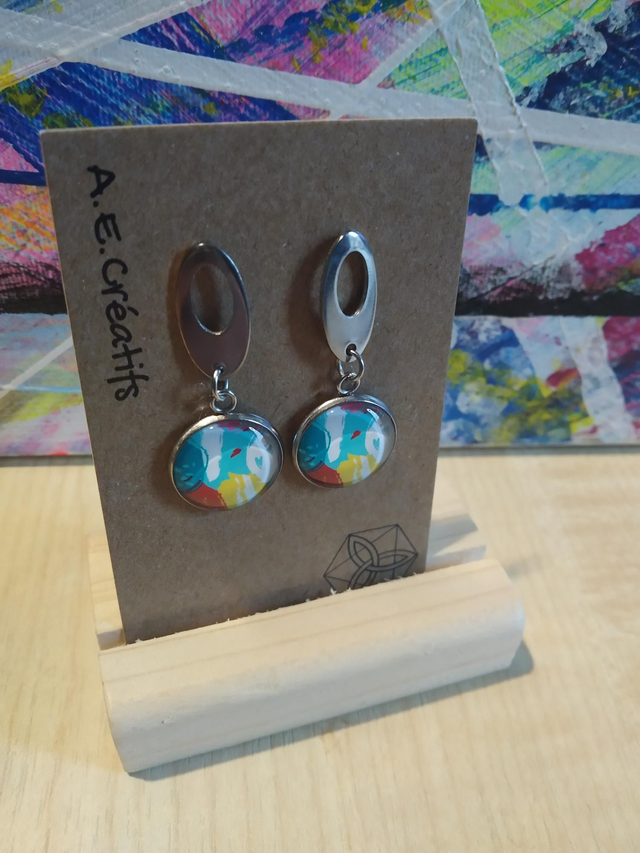 Boucles D&#039;oreilles Cabochons Couleurs Forme 