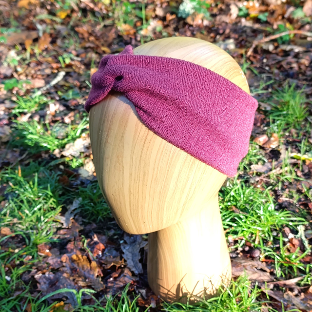 Bandeau hiver - lainage bordeaux