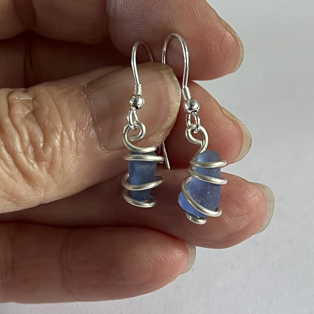Sea Glass Spiralled Earrings
