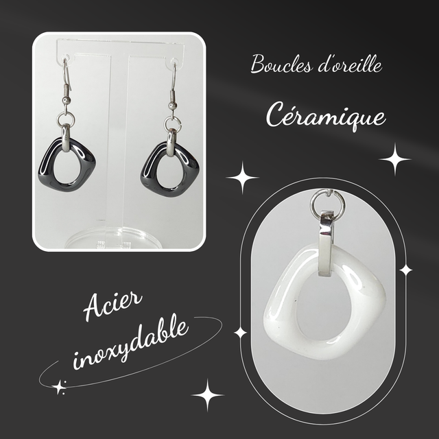 Boucles d&#039;oreilles CERAMIQUE - Losange