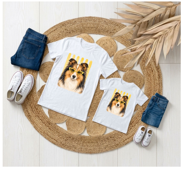 T-shirt chien stylé – Collection Matchy_ Berger des Shetland