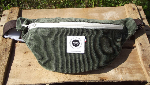 Sac banane velours kaki