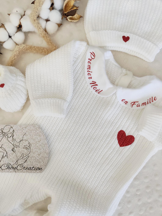 Ensemble en tricot Premier noël Blanc
