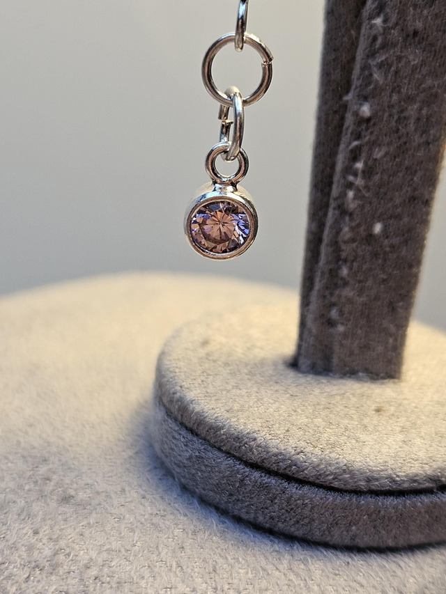 Pink quartz cubic zirconia sterling silver hooks 