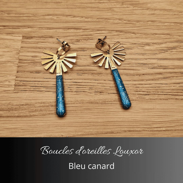 Boucles d'oreilles Louxor - Bleu canard