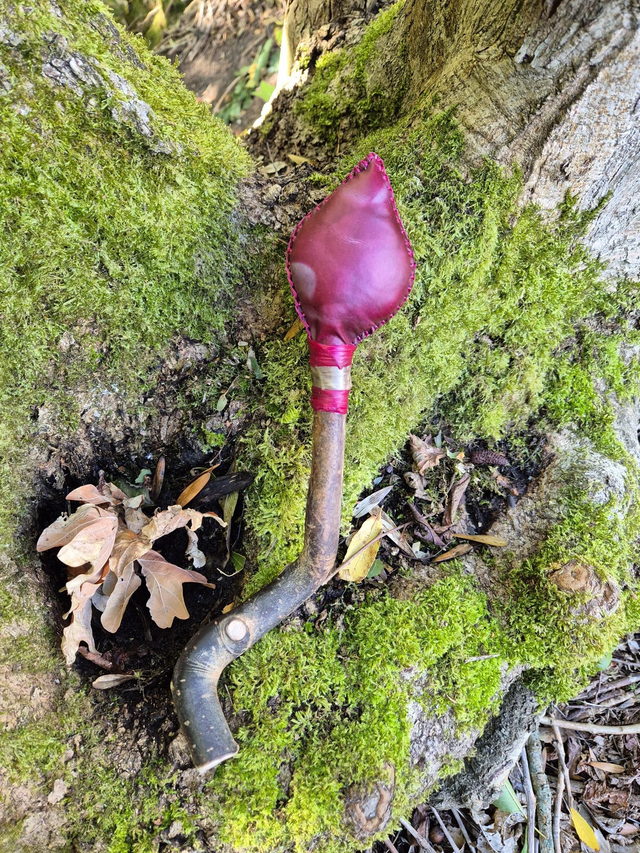 Dyed Reindeer and Beech Shamanic Rattle 