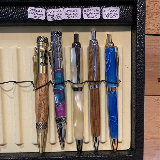 Handmade Wooden and Acrylic Click Pens (various prices)