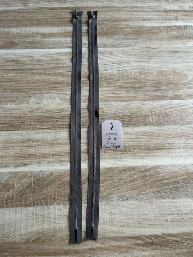 Fermetures éclair métallique grise 60cm 
