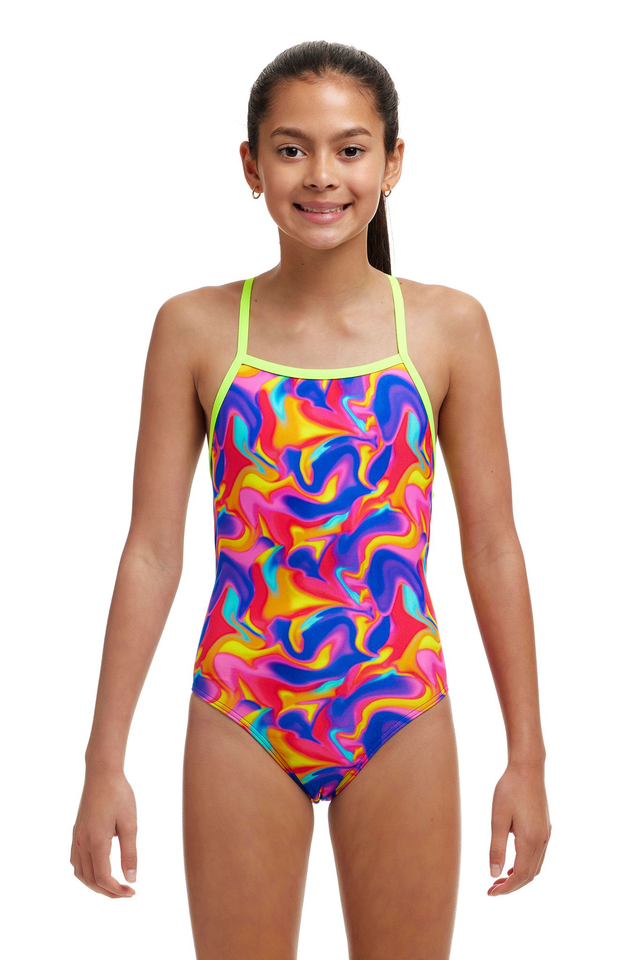 GIRL'S FUNKITA SUMMER SWIRL STRAPPED IN ONE PIECE