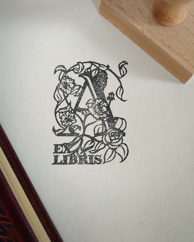 Ex-libris floral - Tampon personnalisé 