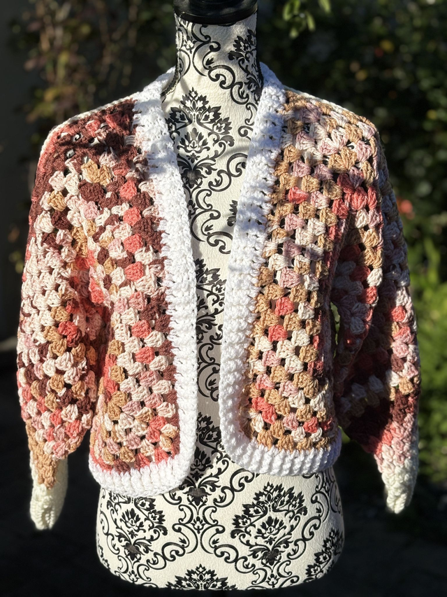 Cardigan Hexagone Blanc - Rose - Beige