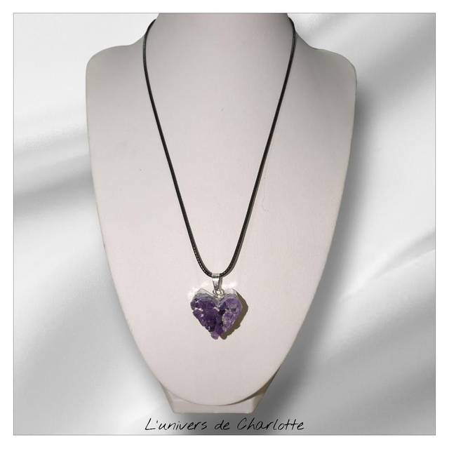Pendentif "Améthyste brute" coeur PN-201