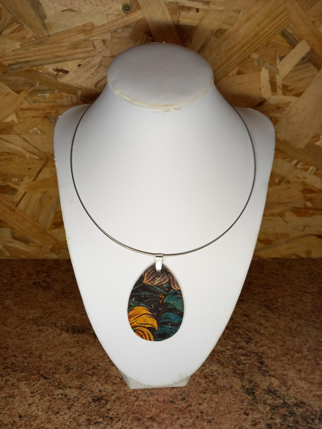 Collier goutte liège et bois