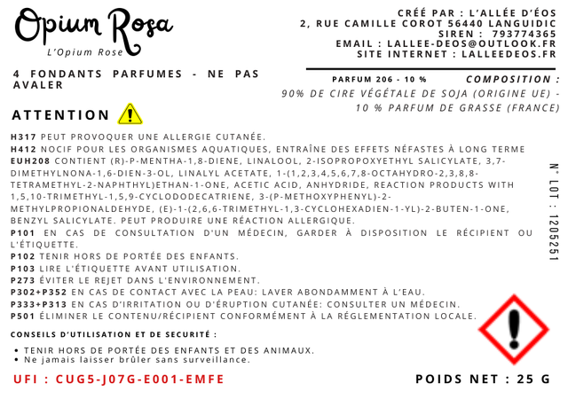 Coffret de 4 Fondants parfumés Opium Rosa - Parfum Dupe ( 25g)