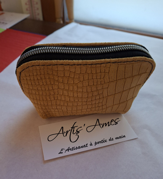 Porte monnaie cuir rectangle moutarde