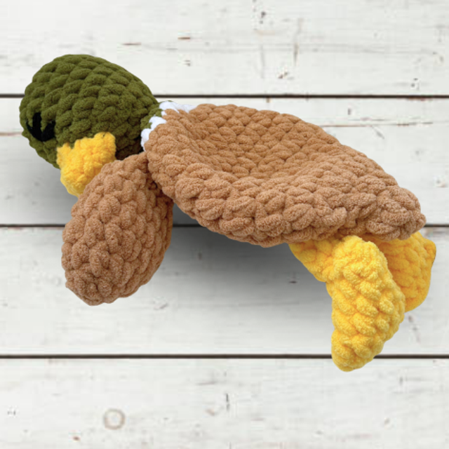 Crochet Snuggler Mallard Duck - Winking Eye, Ukca tested