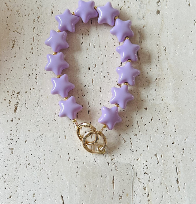 Sterren telefoonkoort paars 