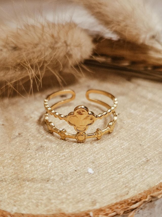 Bague "Trèfle - Petit modèle doré