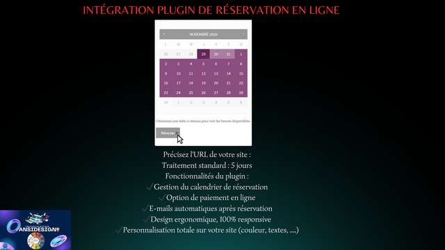 Intégration plugin de réservation en ligne