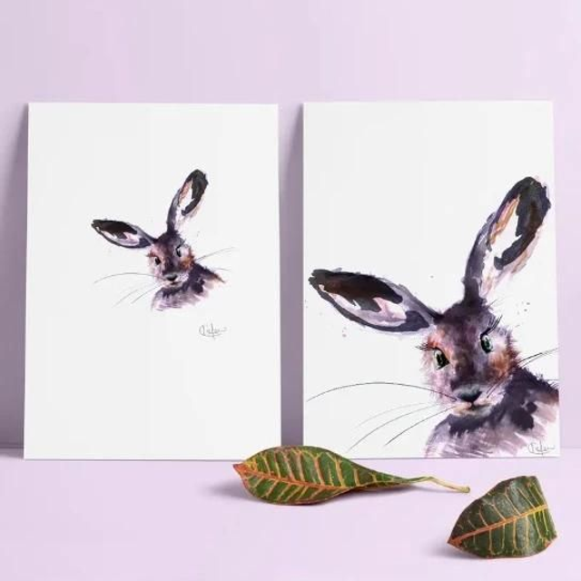 Hare Illustrated Luxury Giclée Unframed Print