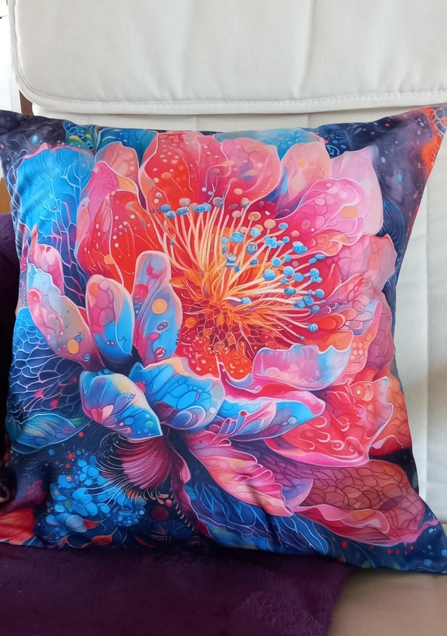 Floral cushion 18" velvet with padded insert