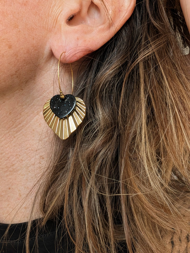 Créoles ALMA noir paillettes