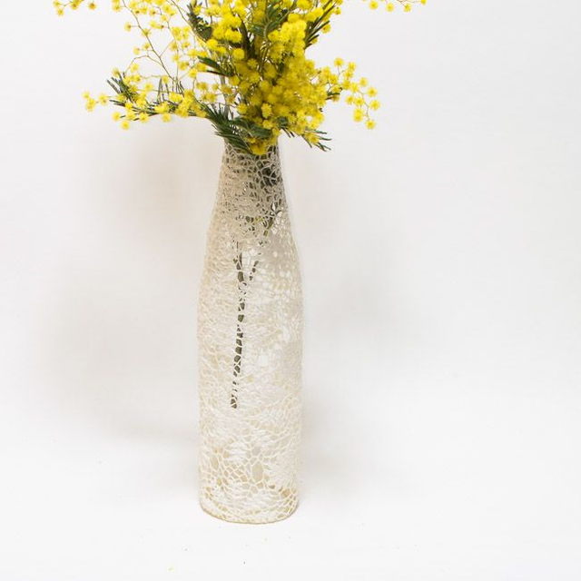 Bouteille dentelle blanche
