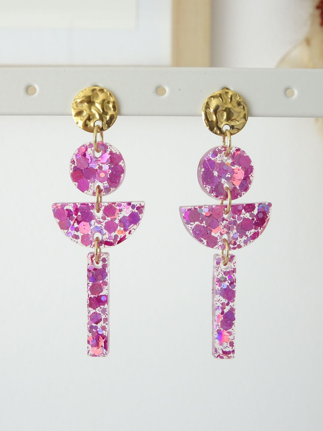 Cascade : paillettes multifacette rose