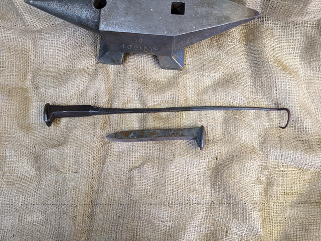 Hand forged Railroad spike BBQ steak flipper