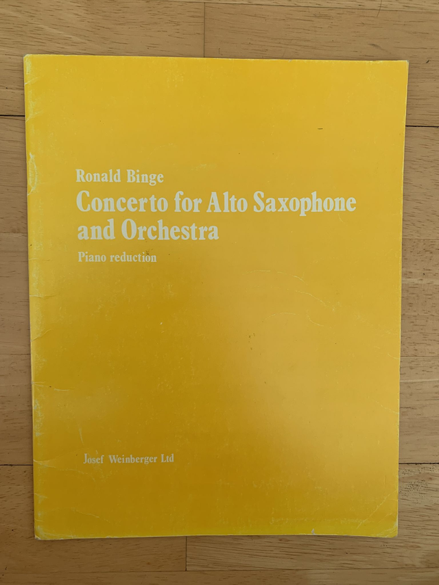Concerto for Alto Saxophone &amp; Orchestra - Piano Reduction Music Book Ronald Bing