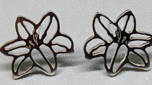 Sterling silver 10mm Chinese blossom inspired earring studs 