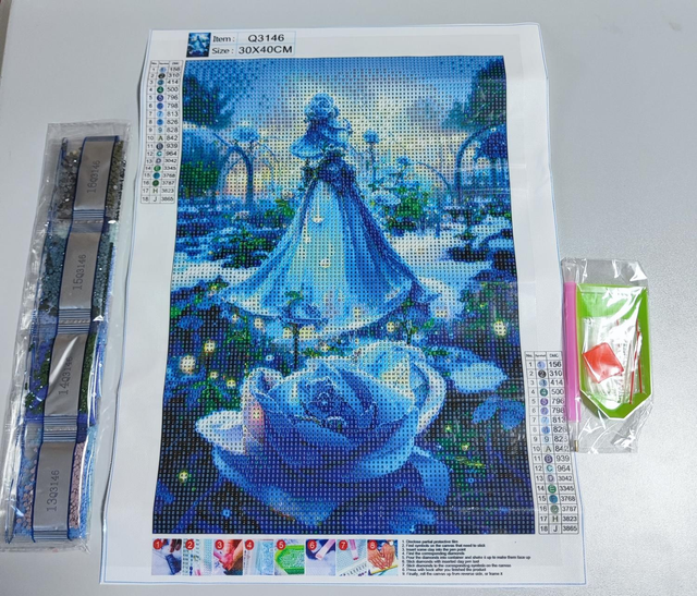 Diamond Painting Die Blaue Rose 30x40cm