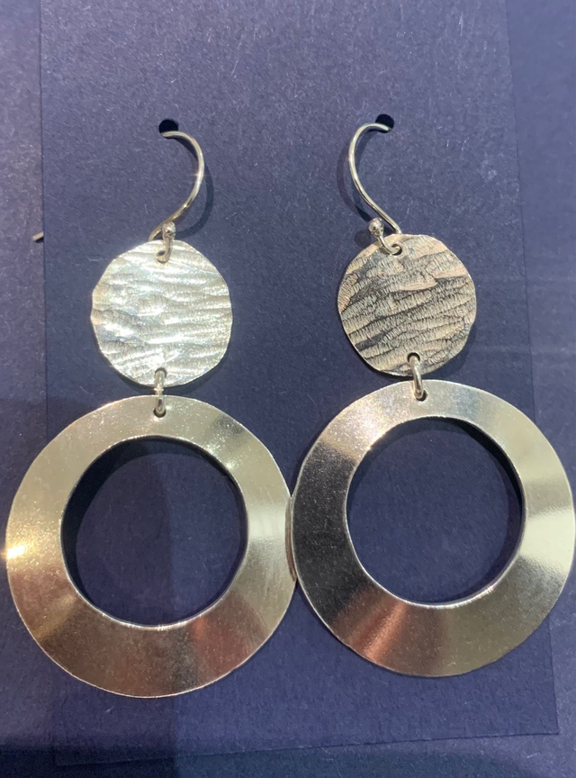 Textured double circle / hoop pendant