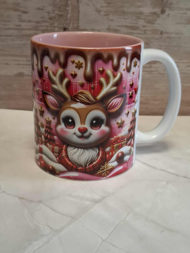 Mug biche de noel rose