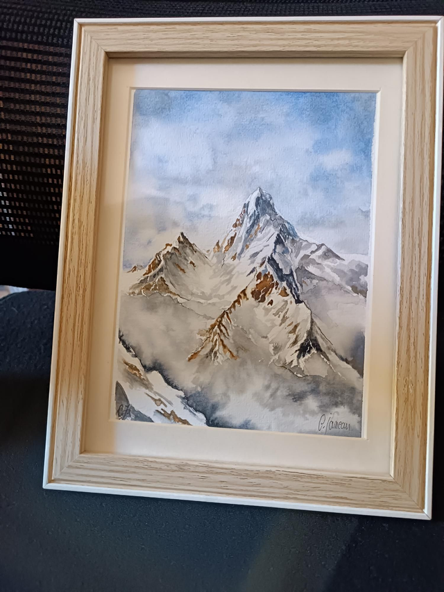 Tableau Aquarelle énergétique  montagne 14/19cm 