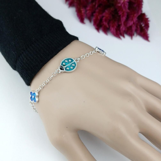 Bracelet "Coccinelle" en émail champlevé sur argent 