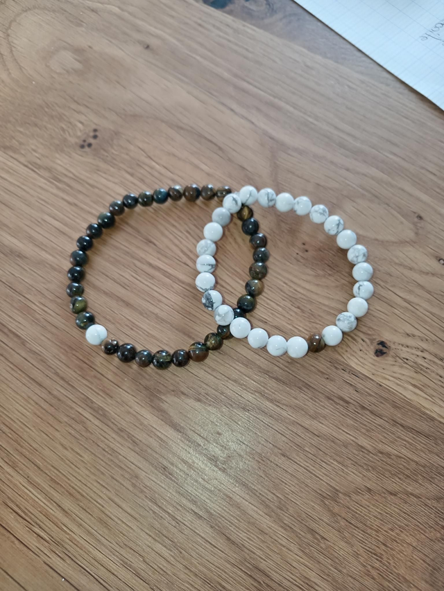Bracelet duo howlite/œil de tigre 