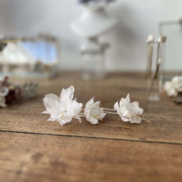 Trio de 3 pics fleurs en soie