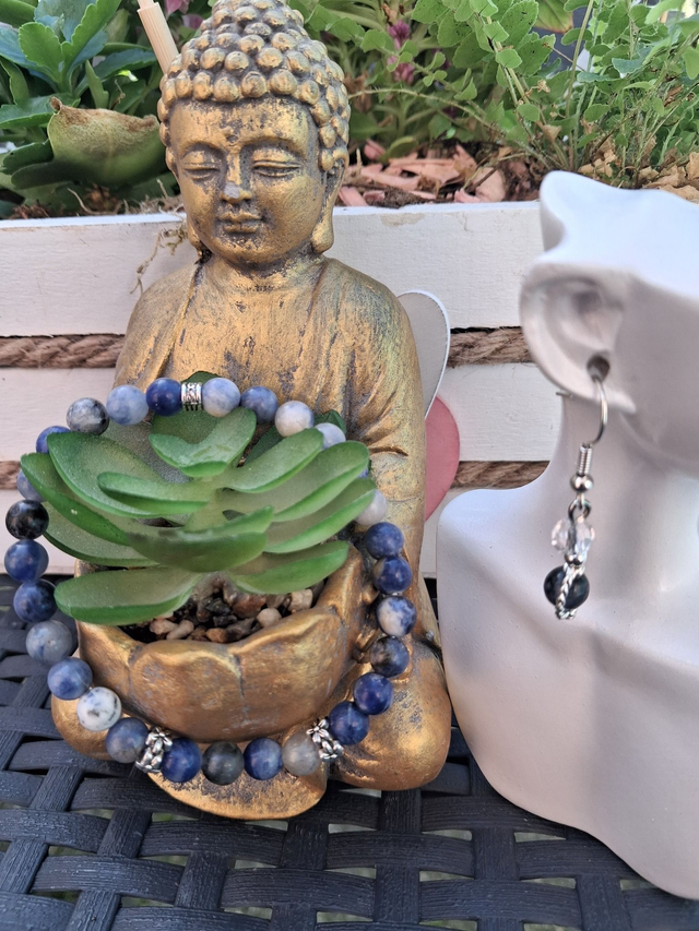 Bracelet Sodalite + boucles d'oreilles 