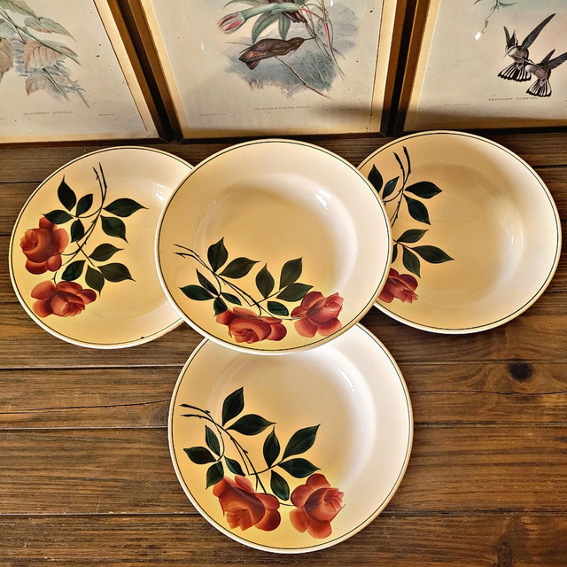 X Assiettes creuses Choisy Le Roi HBC Vernon motif de roses