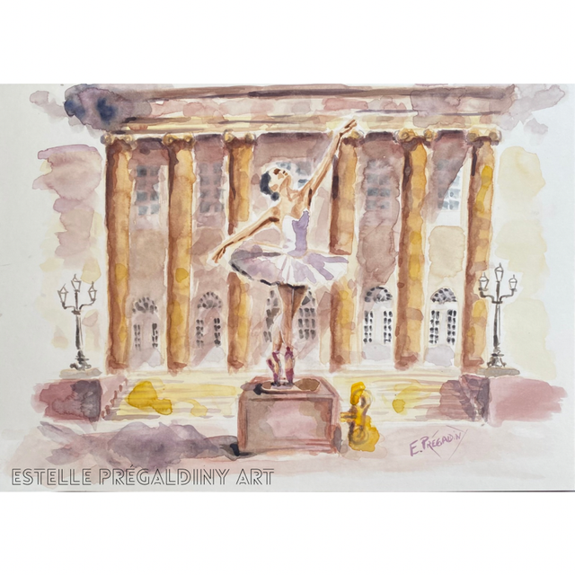 « Boîte à musique », Opéra Strasbourg, aquarelle